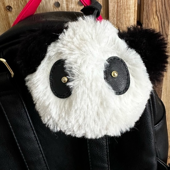 Betsey Johnson White and Black Quilted Backpack with Panda Design - Picture 10 of 11